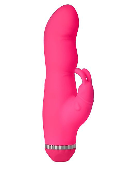 Розовый вибратор с клиторальным стимулятором PURRFECT SILICONE DELUXE DUOVIBE - 17,5 см. - 0