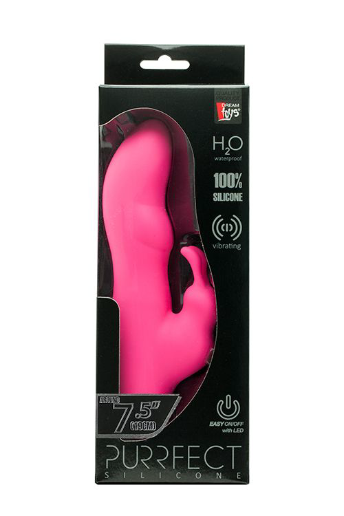 Розовый вибратор с клиторальным стимулятором PURRFECT SILICONE DELUXE RABBIT - 19 см. - 1