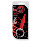 Красная анальная пробка с колечком BUTT O 3INCH BUTT PLUG RED - 8 см. - 1