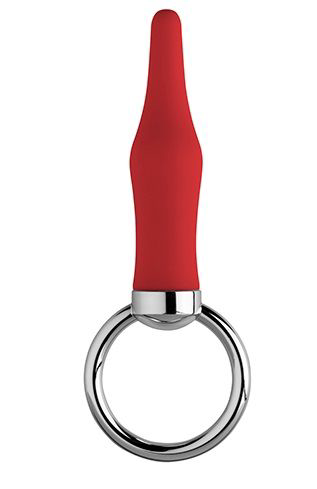 Красная анальная пробка с колечком BUTT O 3INCH BUTT PLUG RED - 8 см. - 0