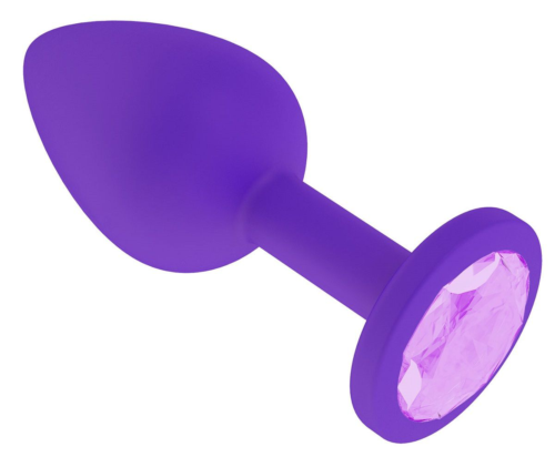 Фиолетовая силиконовая пробка с сиреневым кристаллом - 7,3 см. - 0