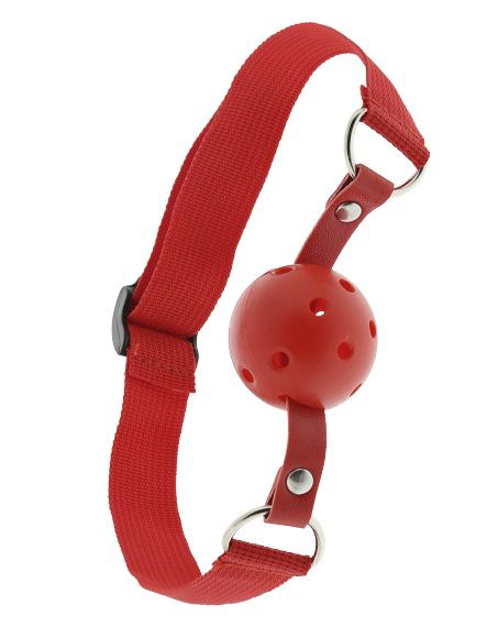 Красный кляп-шар с отверстиями BLAZE BREATHABLE BALL GAG - 0