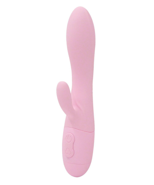 Нежно-розовый вибратор Kiara с клиторальным отростком - 18,3 см. - 0