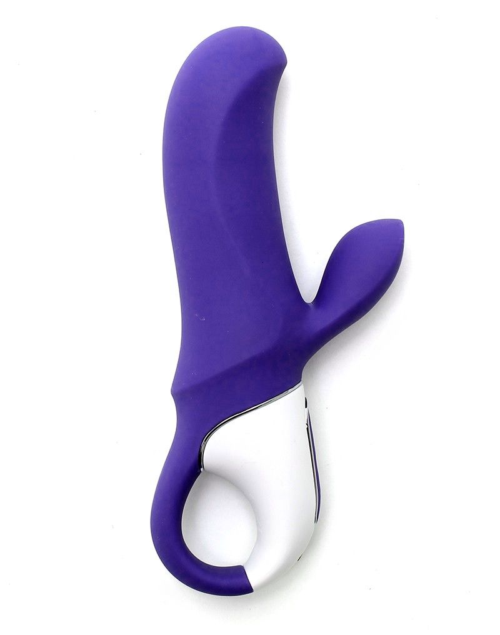 Фиолетовый вибратор Satisfyer Vibes Magic Bunny с клиторальным отростком - 17,6 см. - 2