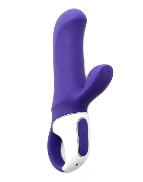 Фиолетовый вибратор Satisfyer Vibes Magic Bunny с клиторальным отростком - 17,6 см. - 1