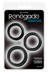 Набор из 3 чёрных эрекционных колец Renegade Diversity Rings Black - 0