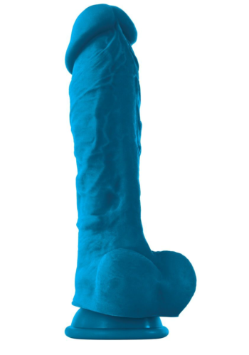 Голубой фаллоимитатор на присоске ColourSoft 8 Soft Dildo - 23,5 см.