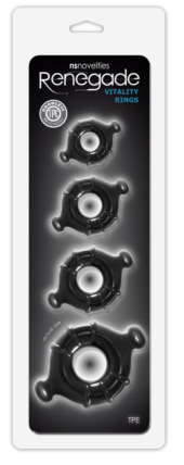 Набор черных эрекционных колец Vitality Rings разного диаметра - 1
