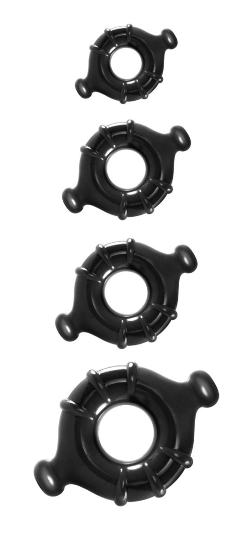 Набор черных эрекционных колец Vitality Rings разного диаметра - 0