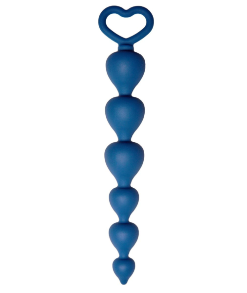 Синяя анальная цепочка Heart Ray - 17,5 см. - 0