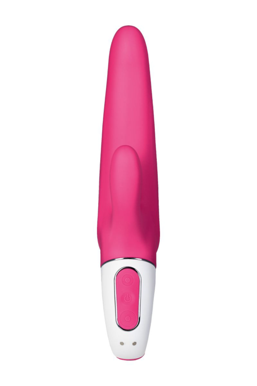 Ярко-розовый вибратор Satisfyer Vibes Mr. Rabbit с клиторальным отростком - 22,1 см. - 1