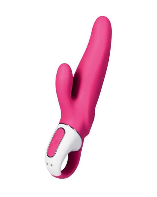 Ярко-розовый вибратор Satisfyer Vibes Mr. Rabbit с клиторальным отростком - 22,1 см. - 0