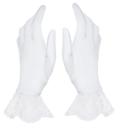 Короткие перчатки Etheria с оборками из тонкого цветочного кружева - 1