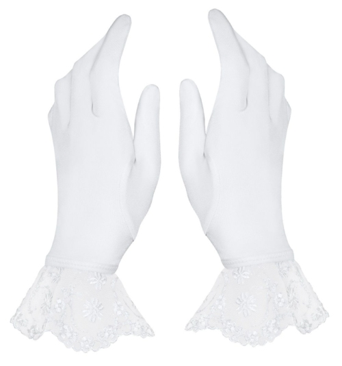 Короткие перчатки Etheria с оборками из тонкого цветочного кружева - 1