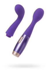 Фиолетовый вибратор Le Stelle PERKS SERIES EX-1 с 2 сменными насадками - 0
