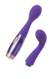 Фиолетовый вибратор Le Stelle PERKS SERIES EX-1 с 2 сменными насадками - 1