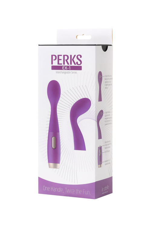 Фиолетовый вибратор Le Stelle PERKS SERIES EX-1 с 2 сменными насадками - 7