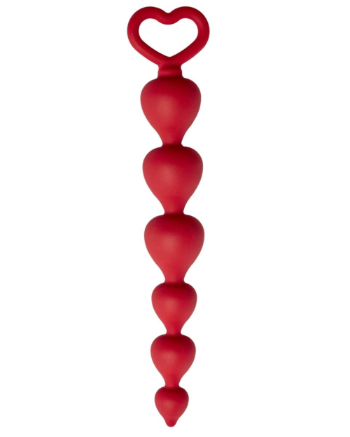 Бордовая анальная цепочка Heart Ray - 17,5 см. - 0