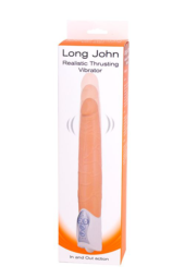 Телесный вибратор Long John Realistic Thrusting Vibrator с функцией толкания - 20 см. - 1