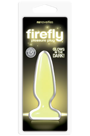 Желтая анальная пробка, светящаяся в темноте, Firefly Pleasure Plug Small - 10,1 см. - 1