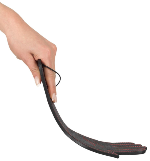 Чёрная шлёпалка Slapper Hand в виде ладошки с контрастной строчкой - 30 см. - 2