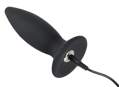 Чёрная перезаряжаемая анальная пробка Black Velvets Recharge Plug M - 12,5 см. - 2