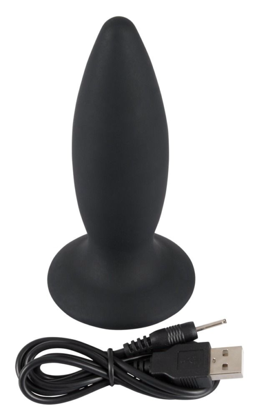 Чёрная перезаряжаемая анальная пробка Black Velvets Recharge Plug M - 12,5 см. - 3