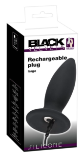 Чёрная перезаряжаемая анальная пробка Black Velvets Recharge Plug L - 14,7 см. - 4