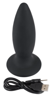 Чёрная перезаряжаемая анальная пробка Black Velvets Recharge Plug L - 14,7 см. - 3