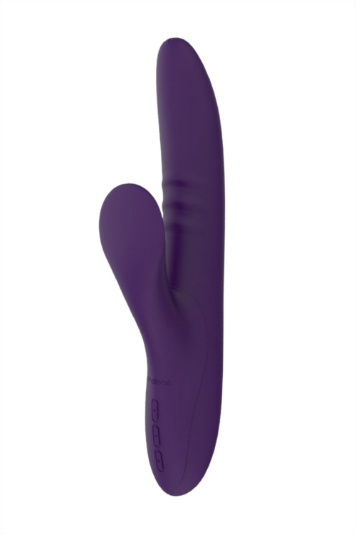 Фиолетовый вибратор с клиторальным стимулятором Nalone Peri - 23,3 см. - 3