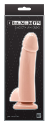 Телесный гладкий фаллоимитатор на присоске с мошонкой Smooth 5 Inch Dildo - 17 см. - 1