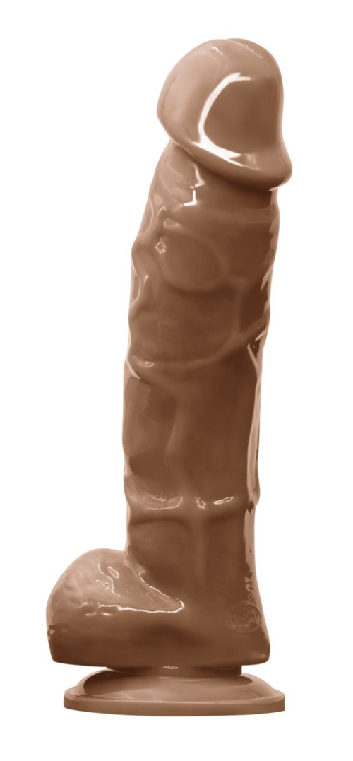 Кофейный фаллоимитатор с мошонкой на присоске 5 Inch Dildo - 17,5 см. - 0