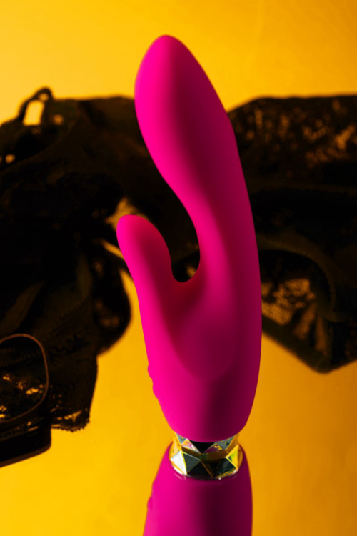 Розовый вибратор с клиторальным стимулятором L EROINA - 18 см. - 13
