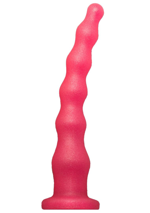 Розовый удлинённый анальный стимулятор с шариками - 22 см. - 0