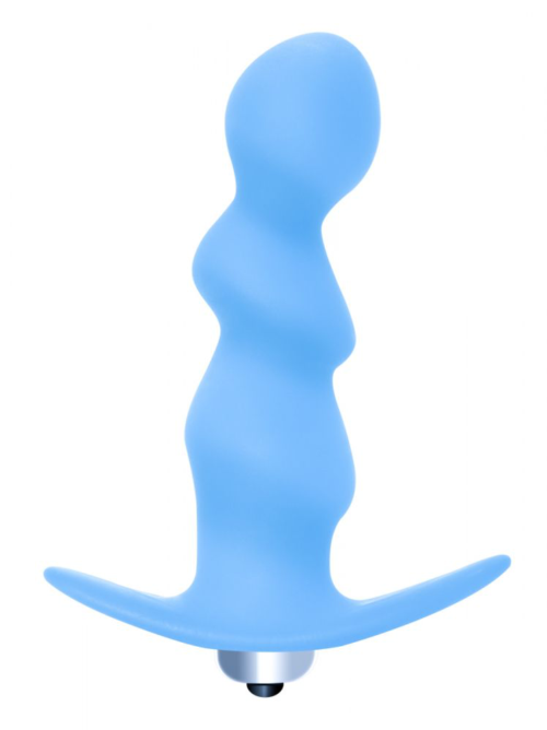Голубая фигурная анальная вибропробка Spiral Anal Plug - 12 см. - 0