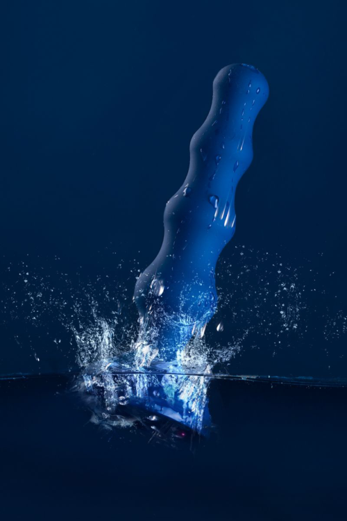Синяя анальная вибровтулка OPlay Wave с пультом ДУ - 15,5 см. - 16