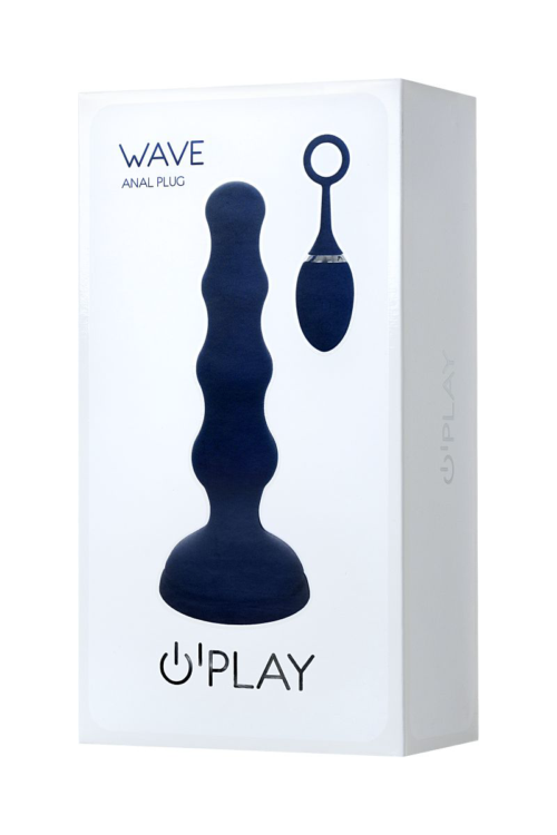 Синяя анальная вибровтулка OPlay Wave с пультом ДУ - 15,5 см. - 10