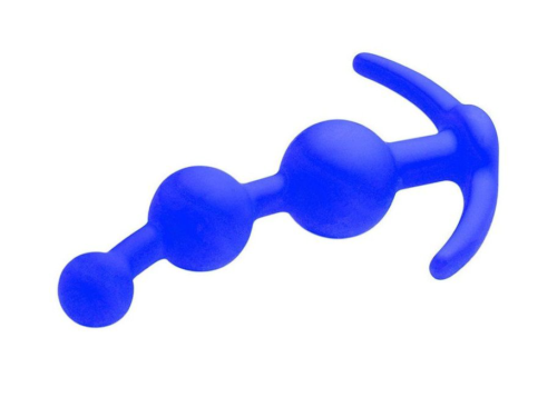Синяя анальная цепочка из 3 звеньев - 13 см. - 0
