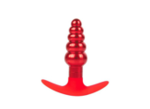 Красная анальная втулка из металла и силикона - 9,6 см. - 0