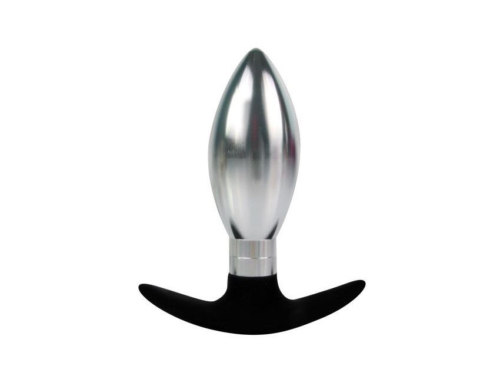 Каплевидная анальная втулка серебристо-черного цвета - 10,6 см. - 0