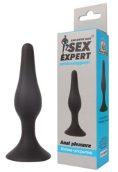 Чёрная анальная втулка Sex Expert - 10 см. - 1