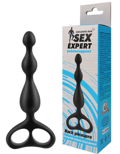 Чёрная анальная цепочка Sex Expert - 12,5 см. - 1