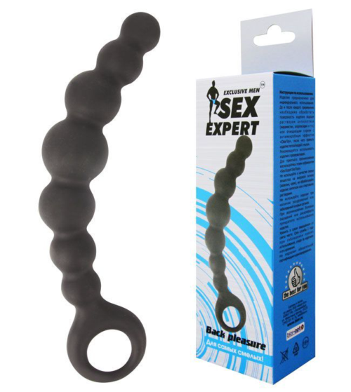Чёрная анальная цепочка Sex Expert - 15 см. - 1