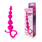 Розовая анальная цепочка Cosmo с петелькой - 14,5 см. - 1