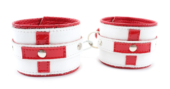 Бело-красные кожаные наручники для медсестры - 2