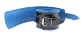 Чёрные лаковые наручники с синим подкладом - 2