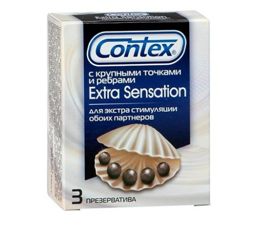 Презервативы с крупными точками и рёбрами Contex Extra Sensation - 3 шт. - 0