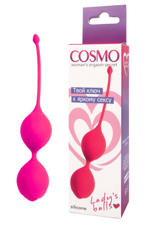 Розовые двойные вагинальные шарики с хвостиком Cosmo - 1