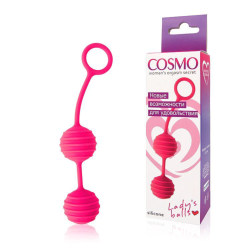 Розовые вагинальные шарики с ребрышками Cosmo - 1