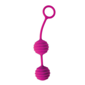 Ярко-розовые вагинальные шарики с ребрышками Cosmo - 0